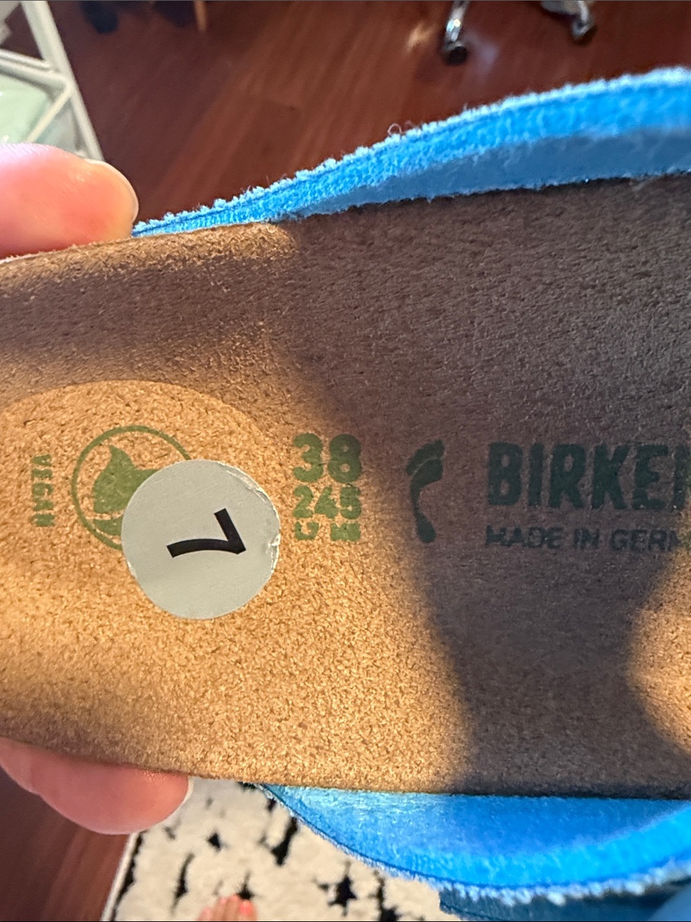 Arizona Birkenstock, vegan Light Blue Two-Buckle Slide Sandals - Picture 2 of 5